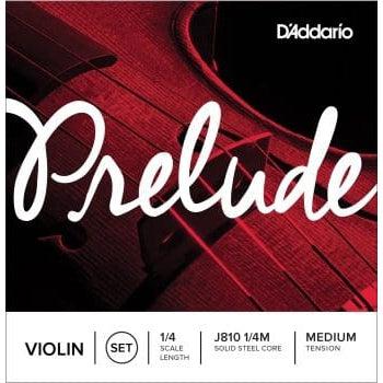 D'Addario Prelude Violin String Set, 1/4 Scale, Medium Tension