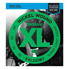 D'Addario XL Nickel Wound Bass Guitar Strings Balanced Tension - Super Light | EXL220BT