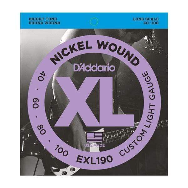 D'Addario XL Nickel Wound Bass Guitar Strings Custom Light - Long Scale | EXL190