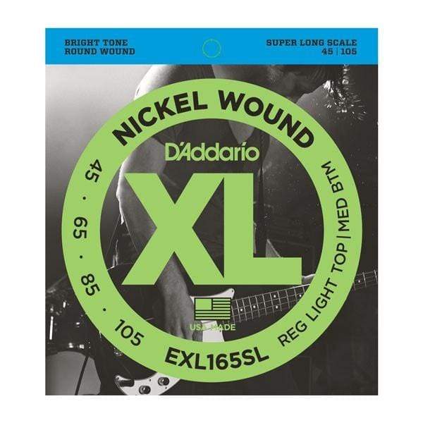 D'Addario XL Nickel Wound Bass Guitar Strings Custom Light - Super Long Scale | EXL165SL