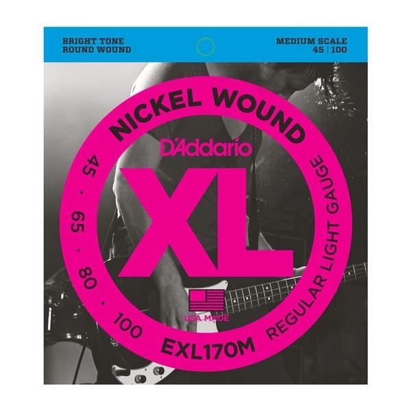 D'Addario XL Nickel Wound Bass Guitar Strings Light - Medium Scale | EXL170M