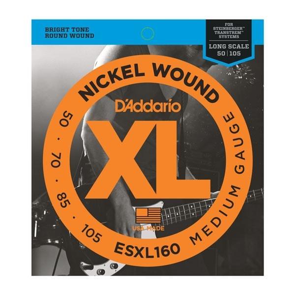D'Addario XL Nickel Wound Bass Guitar Strings Medium - Double Ball End - Long Scale | ESXL160
