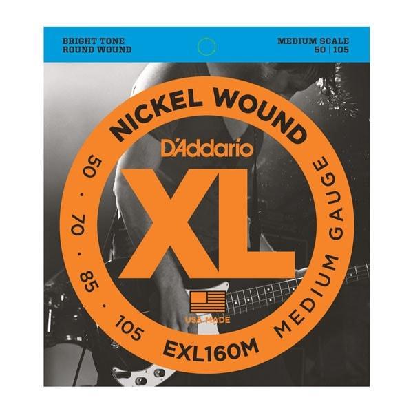 D'Addario XL Nickel Wound Bass Guitar Strings Medium - Medium Scale | EXL160M