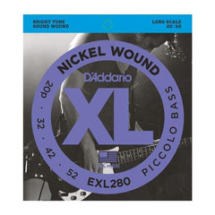 D'Addario XL Nickel Wound Bass Guitar Strings Piccolo Bass - 20/52 - Long Scale | EXL280