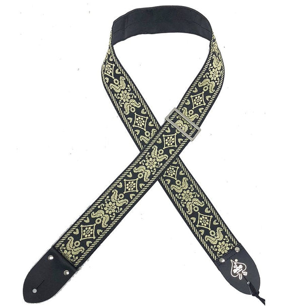 D'Andrea Ace 2" Black & Gold Vintage Reissue Strap