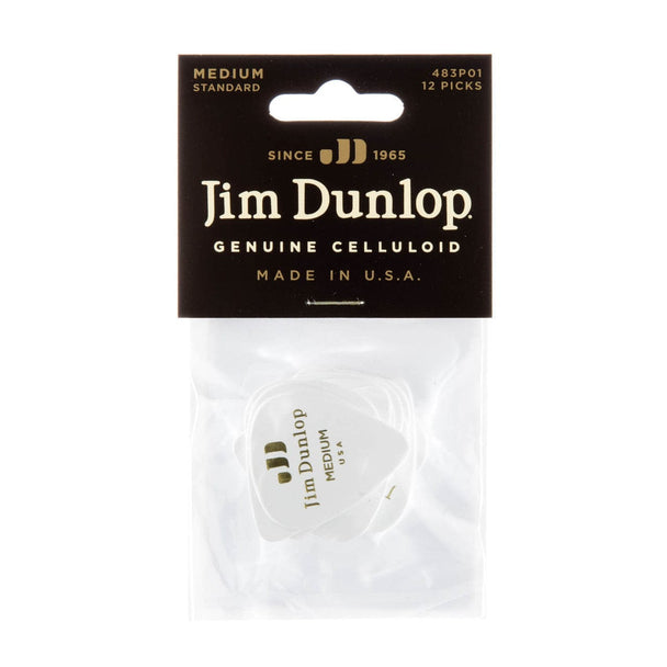 Dunlop Celluloid White Guitar Pick | Medium 12-Pack