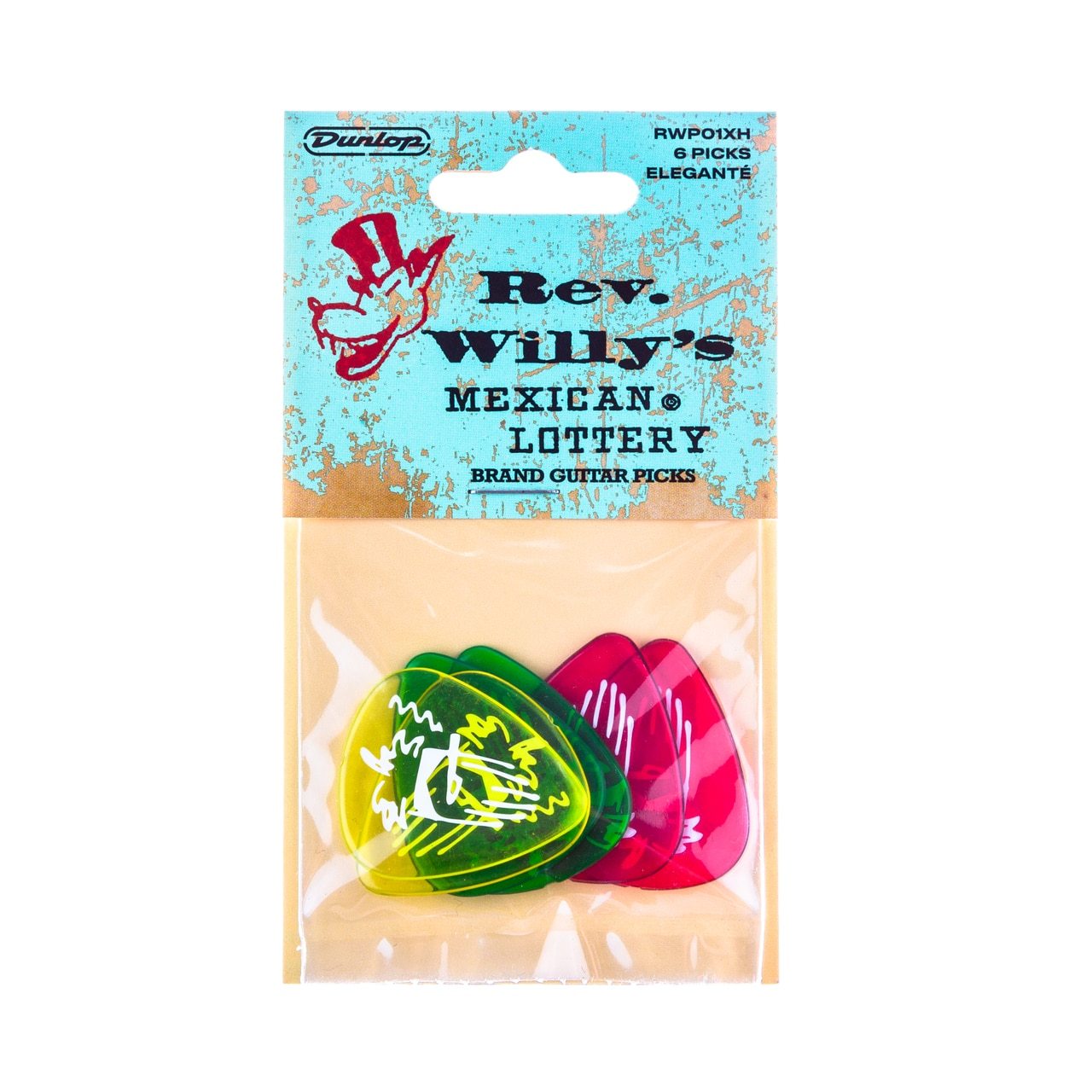 DUNLOP REV. WILLY'S MEXICAN LOTTERY BRAND GUITAR PICKS 24-PACK | RWR01XH