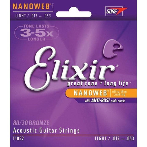 Image of Elixir Nanoweb 80/20 Coated Acoustic Guitar Strings