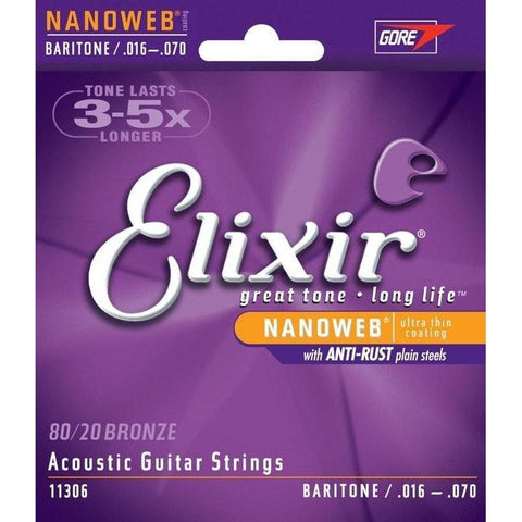Image of Elixir Nanoweb 80/20 Coated Acoustic Guitar Strings Baritone | 11306