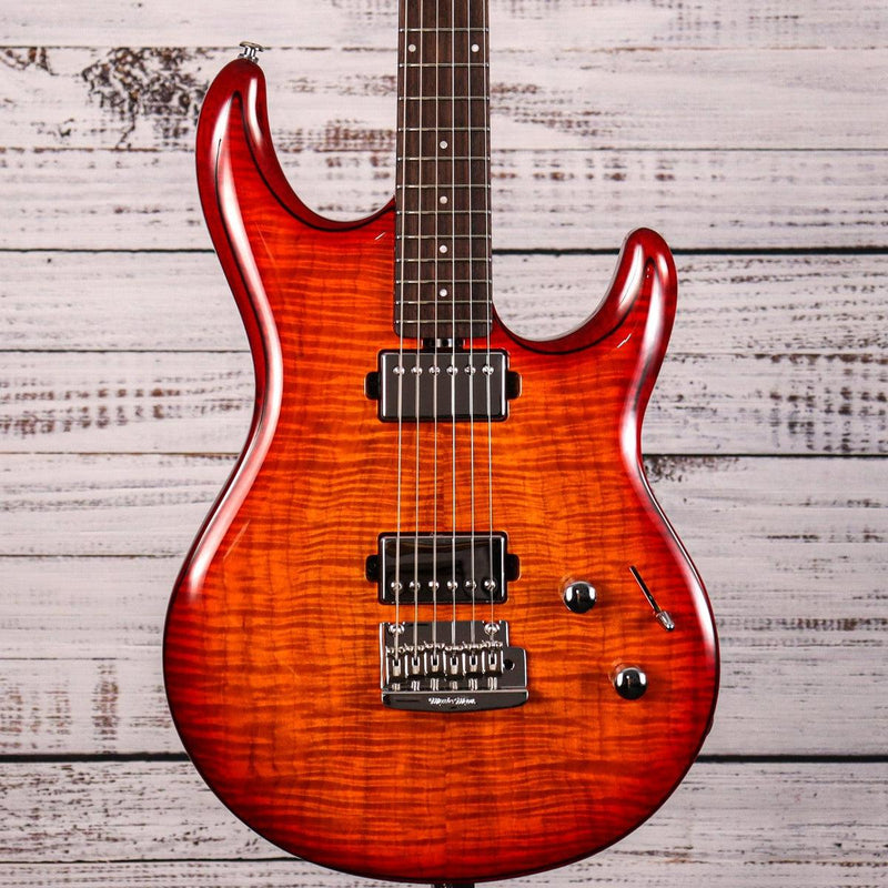 Ernie Ball Music Man Steve Lukather Luke III Maple Top Guitar | Cherry Burst Flame