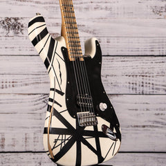 EVH Striped Series ‘78 Eruption Electric Guitar White With Black Stripes Relic