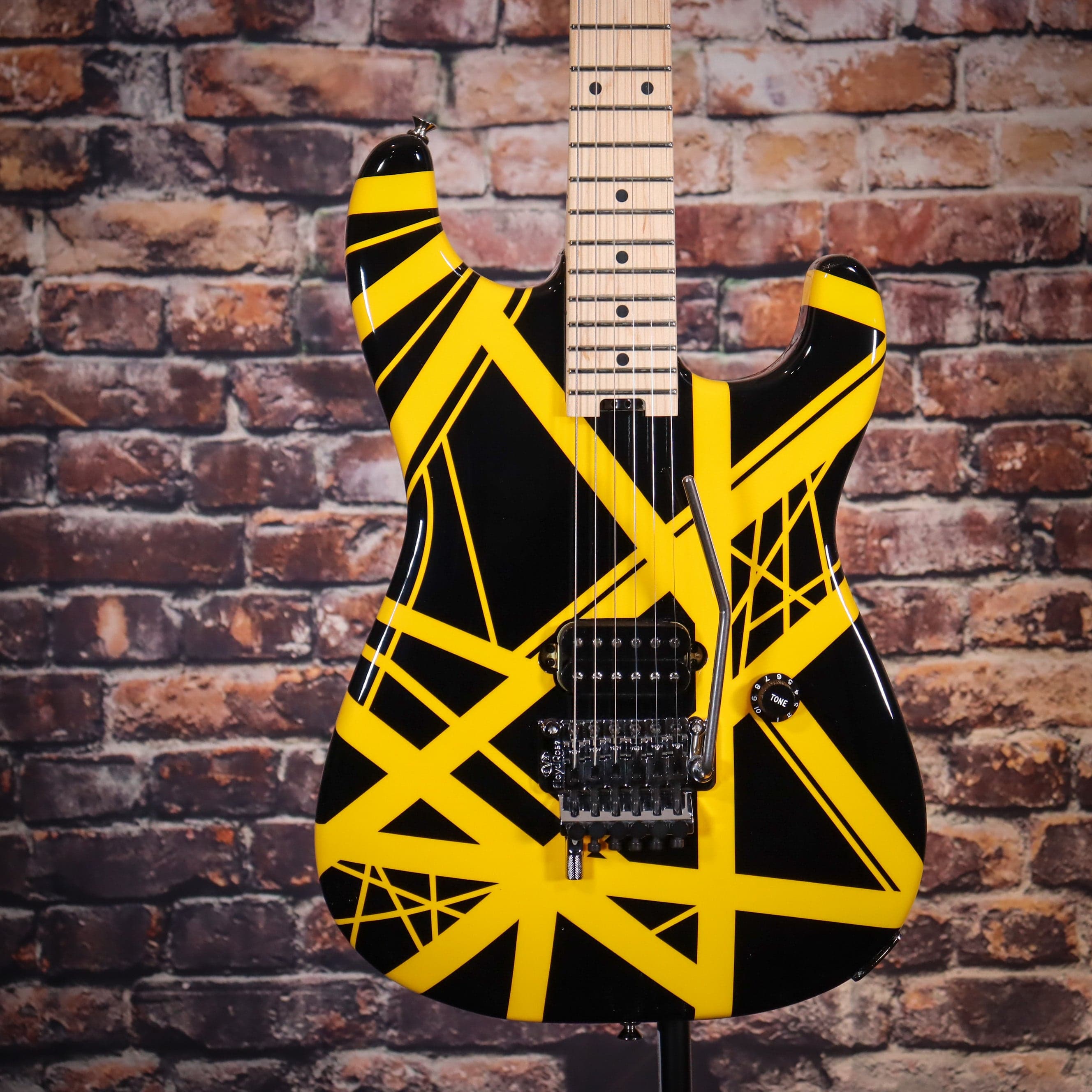 Fender EVH Striped Series Black and Yellow Electric Guitar | 5107902528