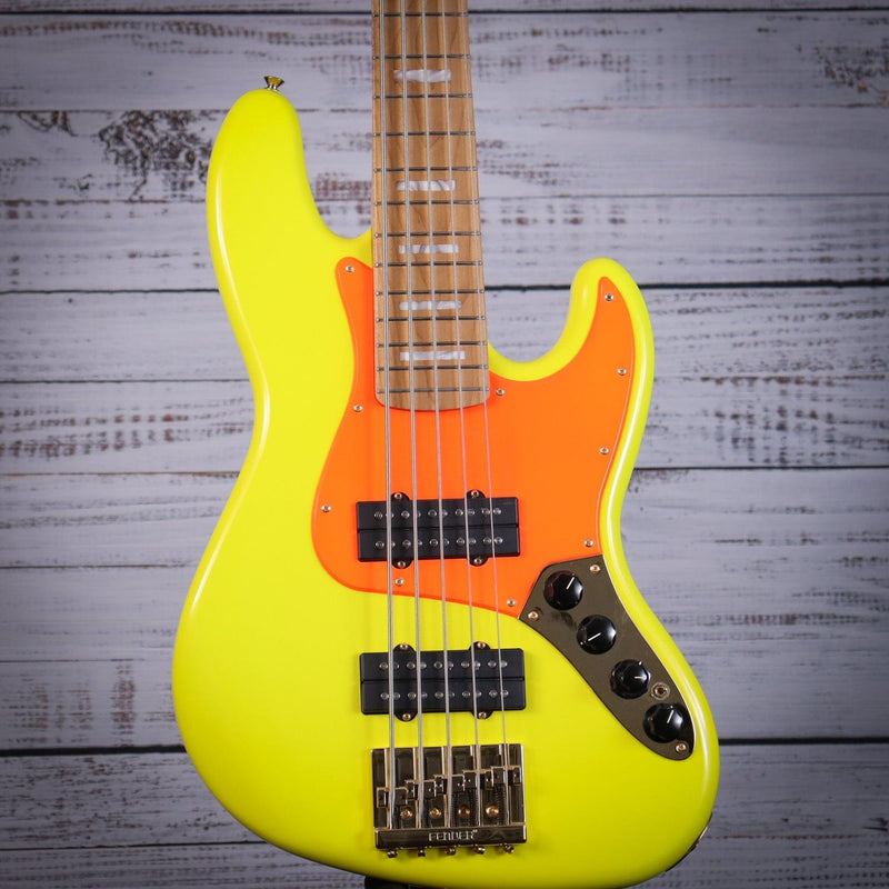 Fender MonoNeon Jazz Bass® V, Maple Fingerboard, Neon Yellow