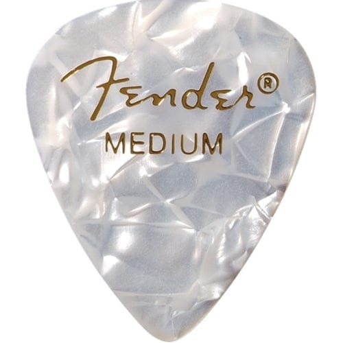 Fender Premium Celluloid 351 Shape Picks, Medium, White Moto, 12-Pack | 1980351805