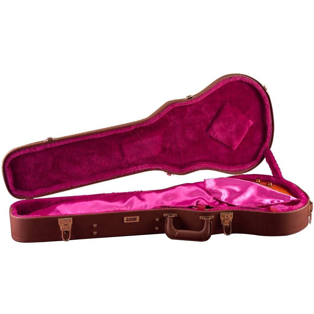 Gator GW-LP-BROWN Gibson Les Paul Guitar Deluxe Wood Case, Brown