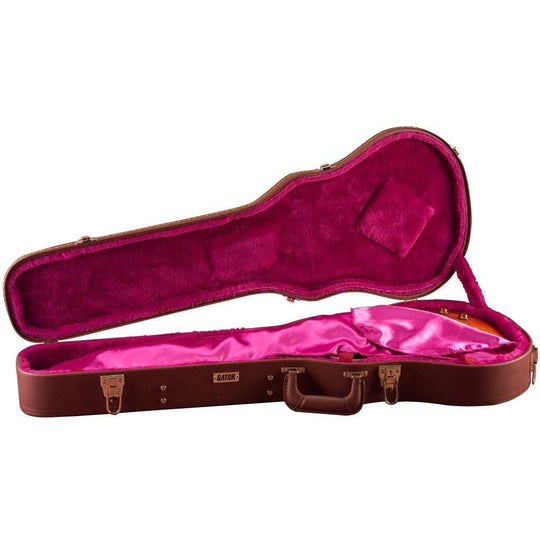 Gator GW-LP-BROWN Gibson Les Paul Guitar Deluxe Wood Case, Brown
