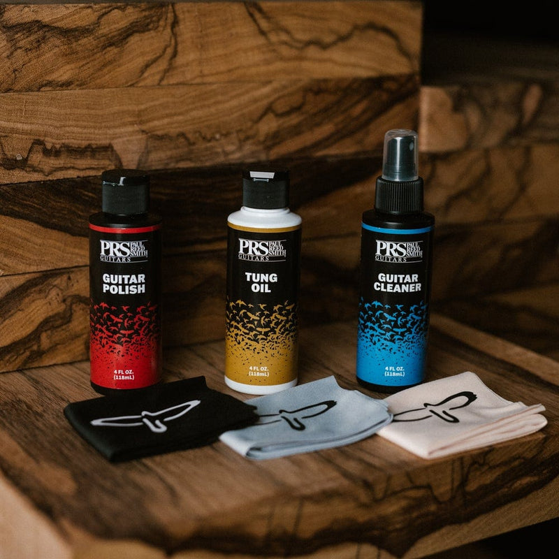 Guitar Care Bundle (Nitro Friendly), Cleaner, Polish, Tung Oil, and 3 Microfiber Cloths
