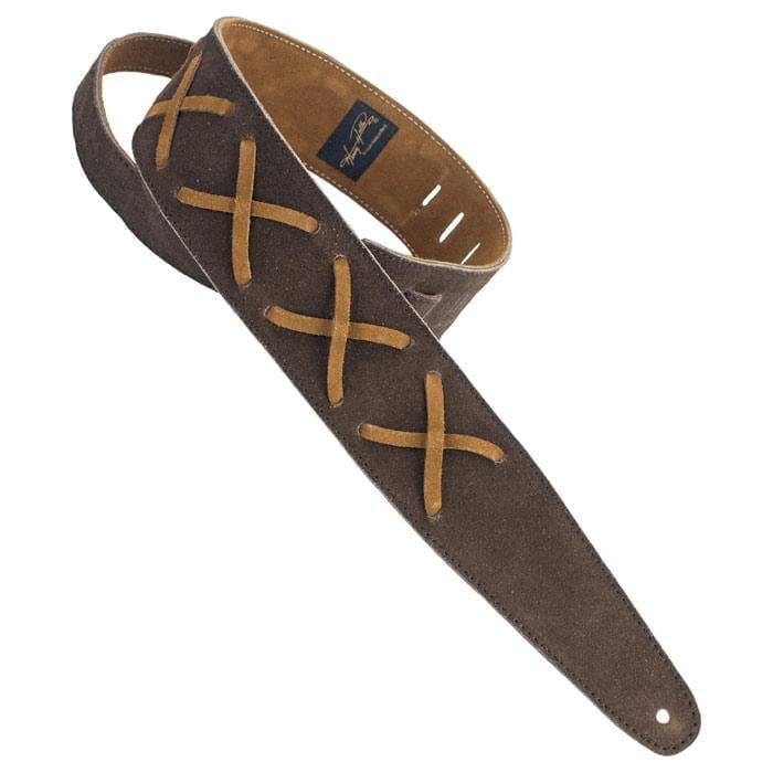 Henry Heller 2.5" Suede Guitar Strap | Chocolate with Brown Leather