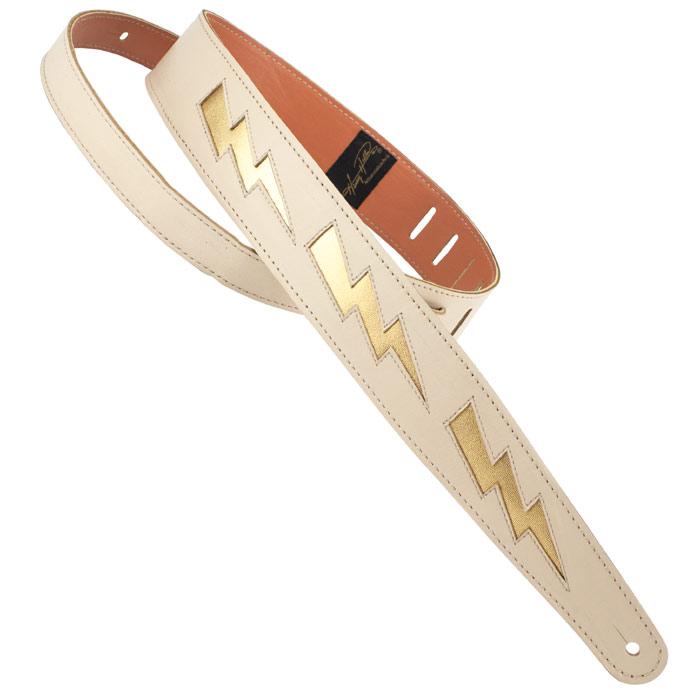 Henry Heller Bold Series Leather Guitar Strap | Bone/Gold