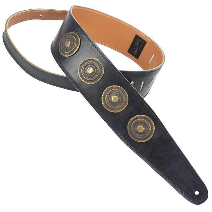 Henry Heller Concho Medallion Leather Guitar Strap | Black