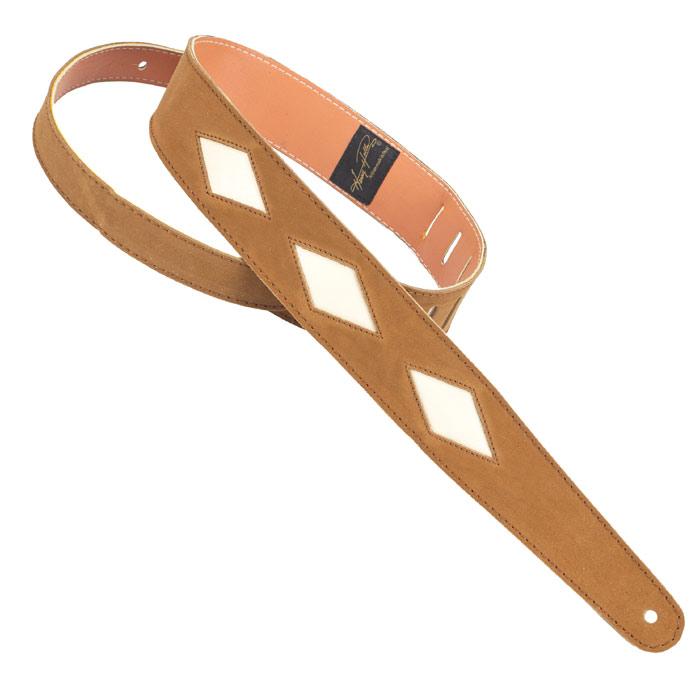 Henry Heller Cut-Outs Leather Gutiar Strap | Brown / Bone