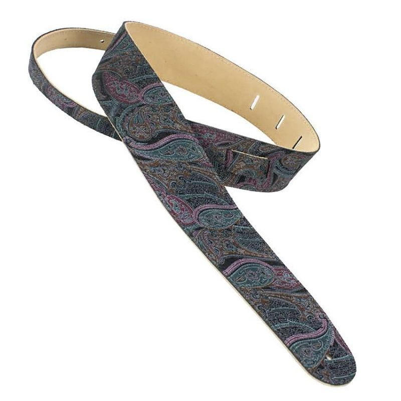 Henry Heller HCAP2P-BLK Capri Leather Guitar Strap | Black Paisley