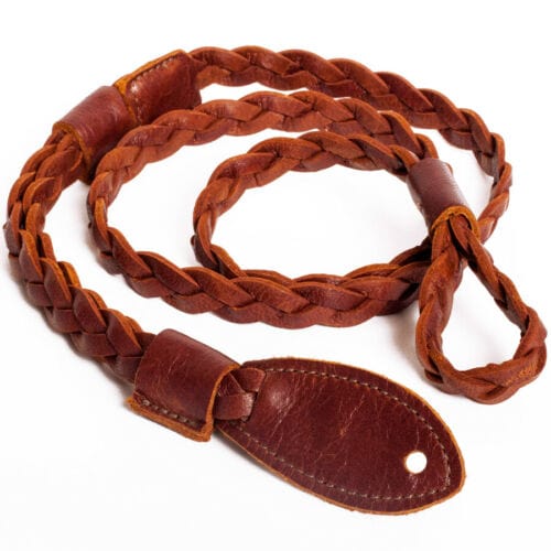 Henry Heller HMANBTK-BRN Capri Garment Leather Flat Braid Mandolin Strap