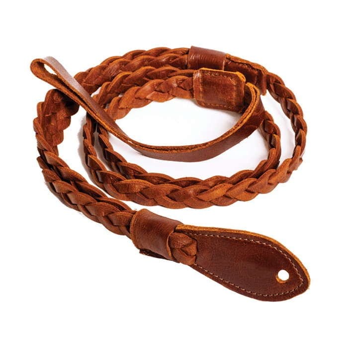 Henry Heller HMANBTN-BRN Garment Leather Flat Braid Mandolin Strap