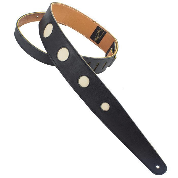 Henry Heller HP24CWH Black Leathers Guitar Strap