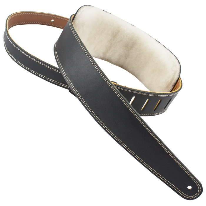 Henry Heller Wool Padded Leather Guitar Strap | HPWL-BLK