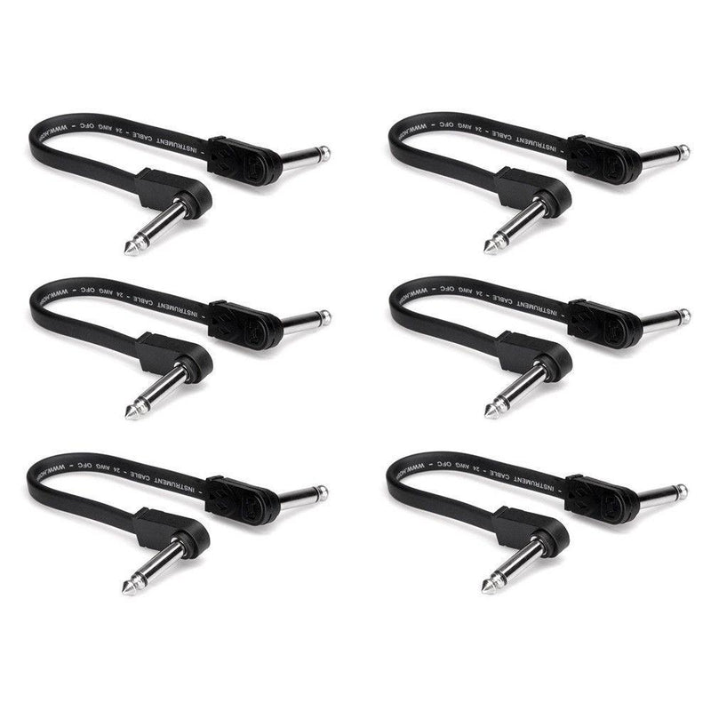 Hosa CFP-606 Flat Guitar Patch Cable, Molded Right-Angle/Same | 6 Pack | 6