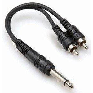 Hosa YPR124 | 6 Inch Shielded Y Cable | Mono 1/4" Male to Dual RCA Cable