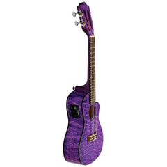 Lanikai Acoustic/Electric Concert Ukulele | Quilted Maple Purple Stain