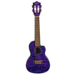 Lanikai Acoustic/Electric Concert Ukulele | Quilted Maple Purple Stain