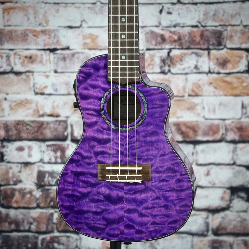 Lanikai Acoustic/Electric Tenor Ukulele | Quilted Maple Purple Stain