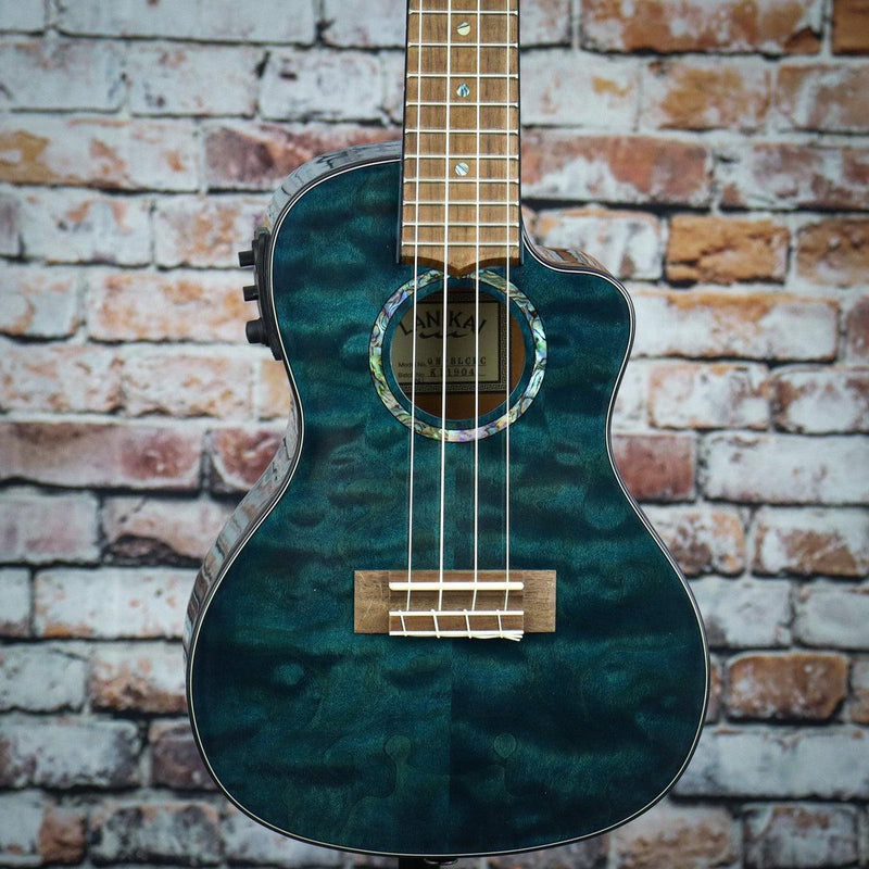 Lanikai Quilted Maple Concert Uke W/ Preamp | Blue Stain