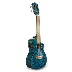 Lanikai Quilted Maple Concert Uke W/ Preamp | Blue Stain