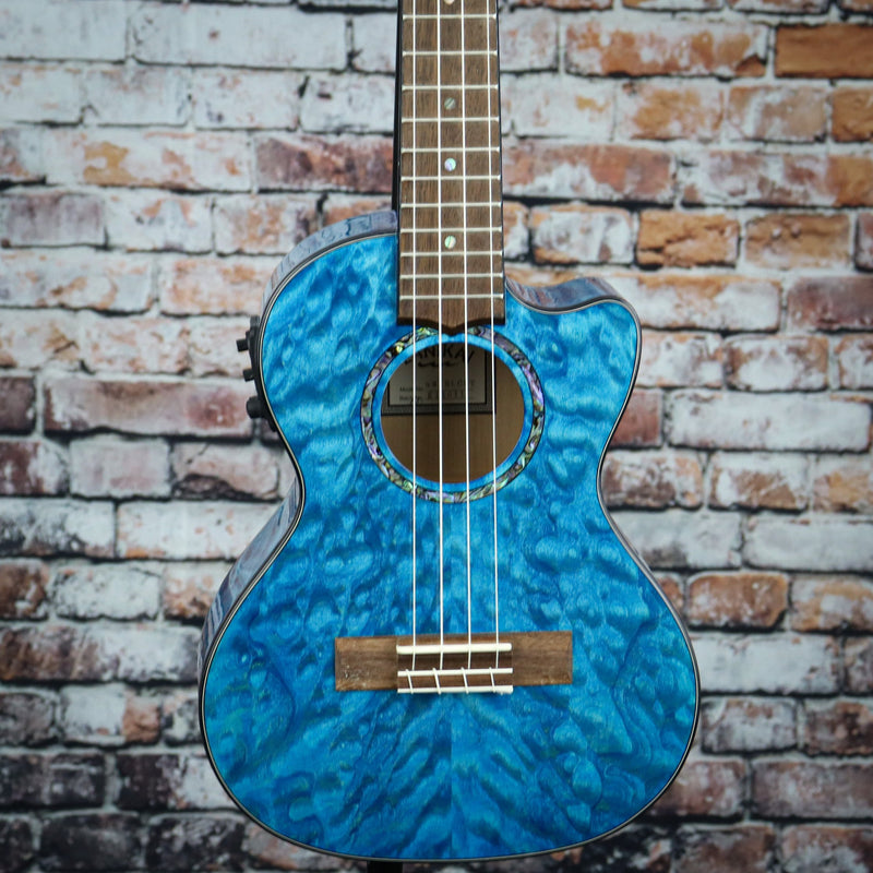 Lanikai Quilted Maple Tenor Uke W/ Preamp | Blue Stain