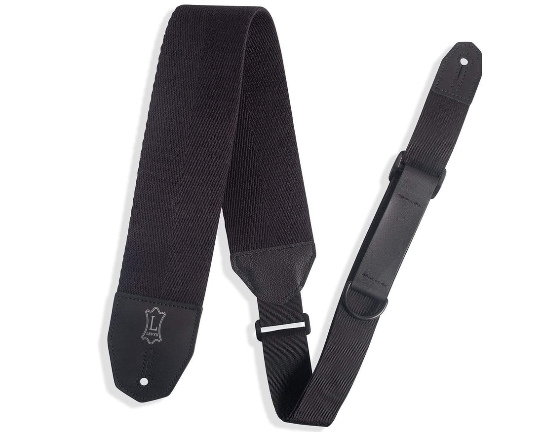 Levy's 3 inch Wide Cotton Black Guitar Strap.