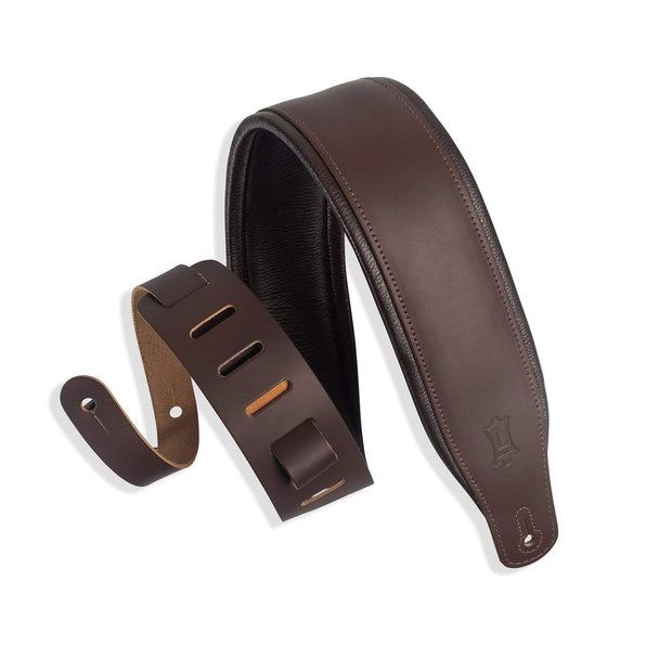 Levy's 3 inch Wide Dark Brown Top Grain Leather Guitar Straps