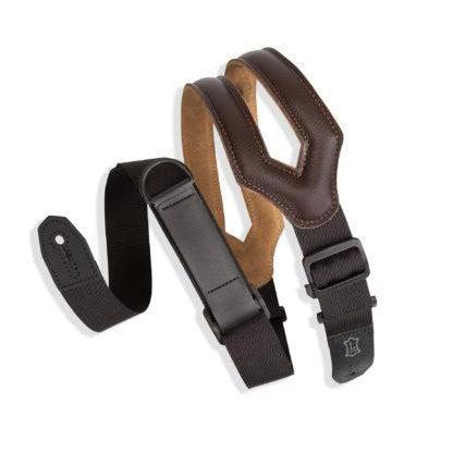 Levy's 3 inch Wide Ergonomic RipChord Dark Brown Guitar Strap.