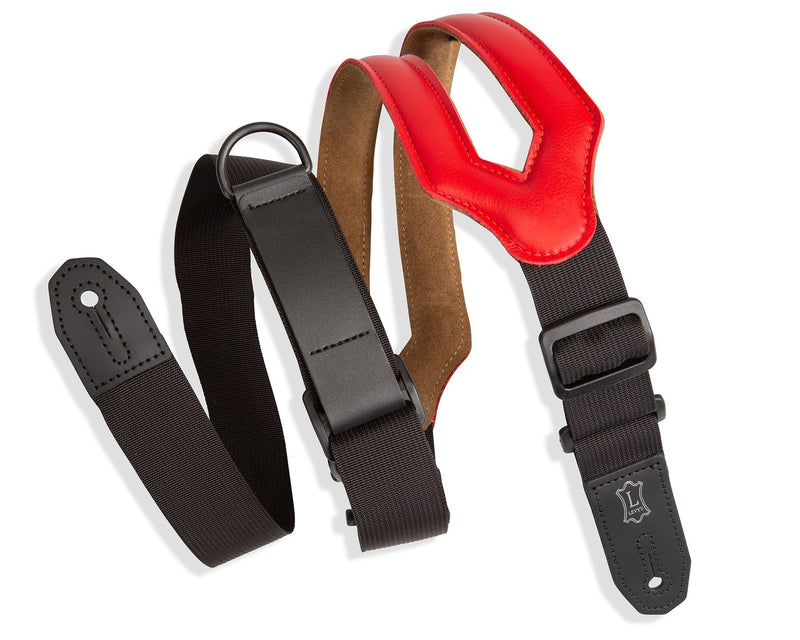 Levy's 3 inch Wide Ergonomic RipChord Red Guitar Strap
