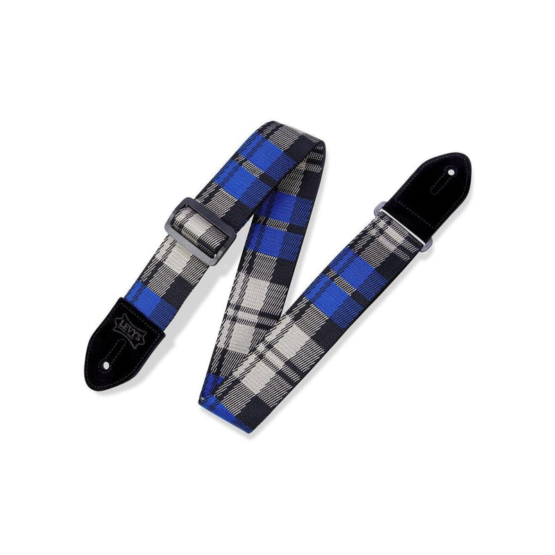 Levy's Leathers Cobalt Plaid Poly Guitar Strap | MC8VIN-009
