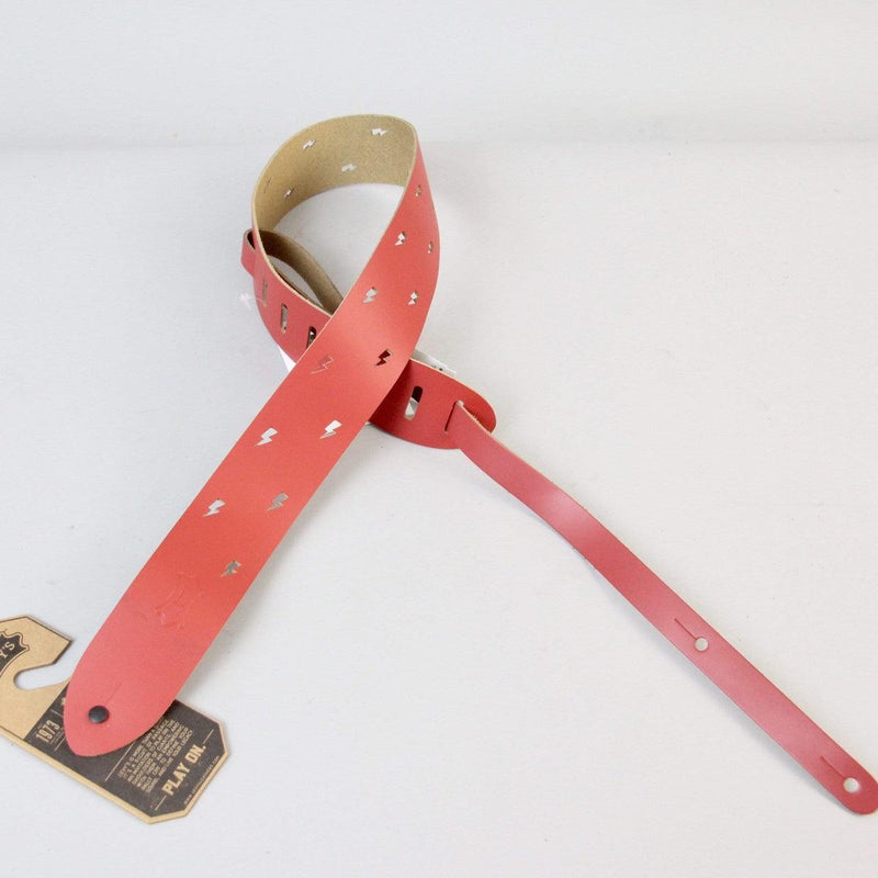 Levy's Leathers Lighting Bolt Punch Out Guitar Strap | Red