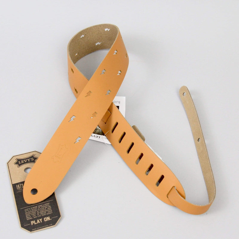 Levy's Leathers Lighting Bolt Punch Out Guitar Strap | Tan