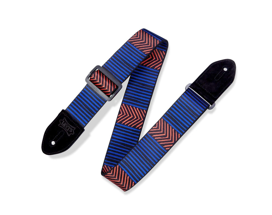 Levy's Leathers Tribal Chevron Guitar Strap | Black/Blue/Red