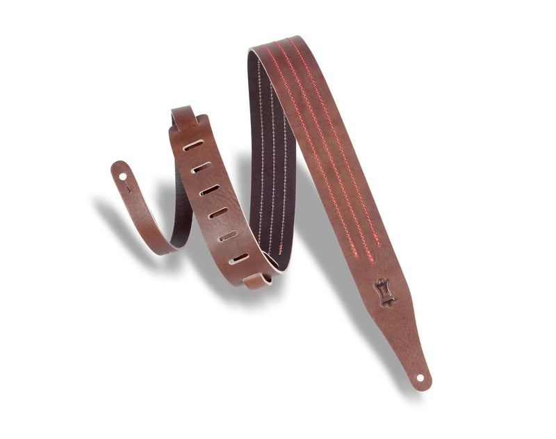Levy's Leathers Triple Stitch contrast Guitar Strap | Red/Brown