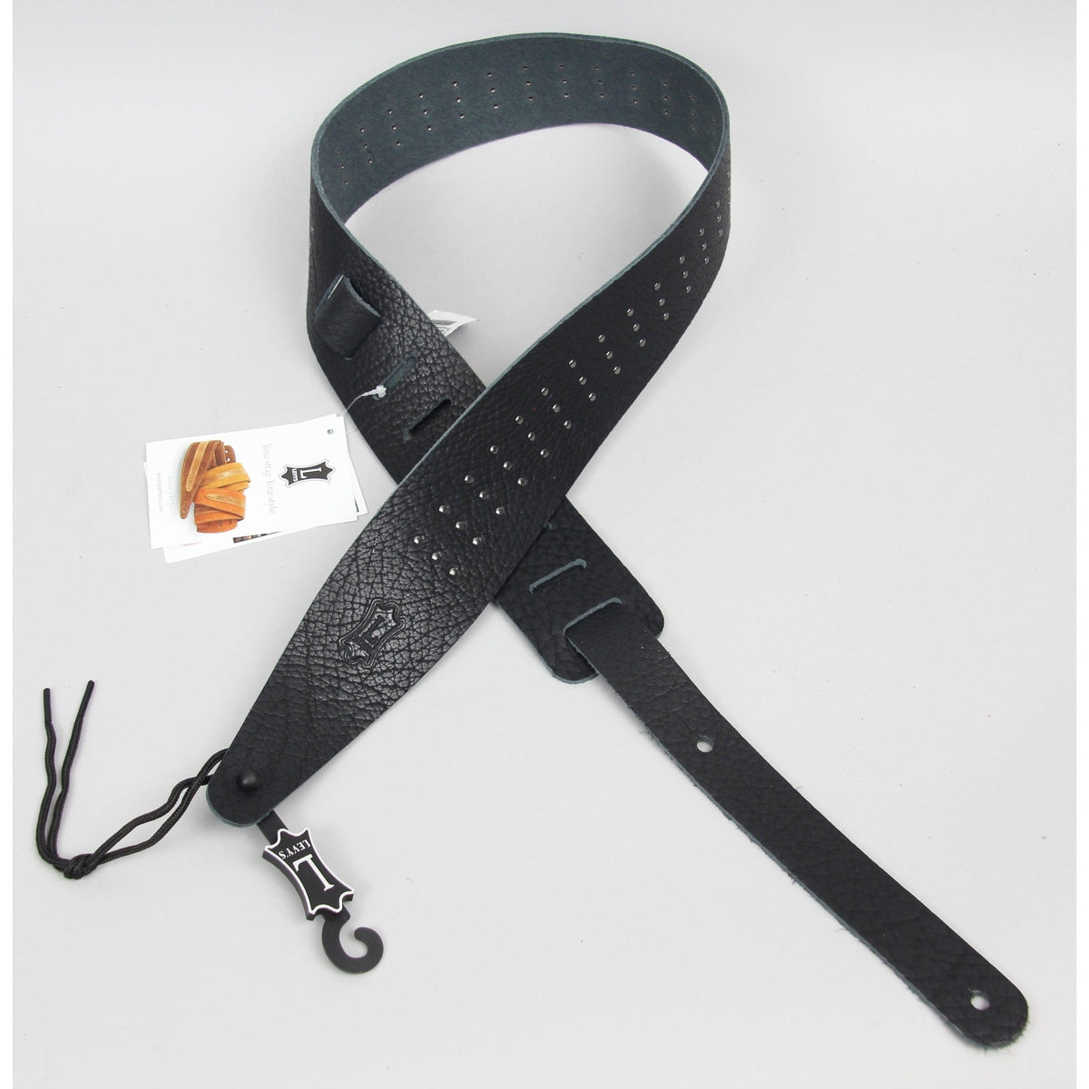 Levy's MVR317COL-BLK Guitar Strap | Leather Pebbled Texture