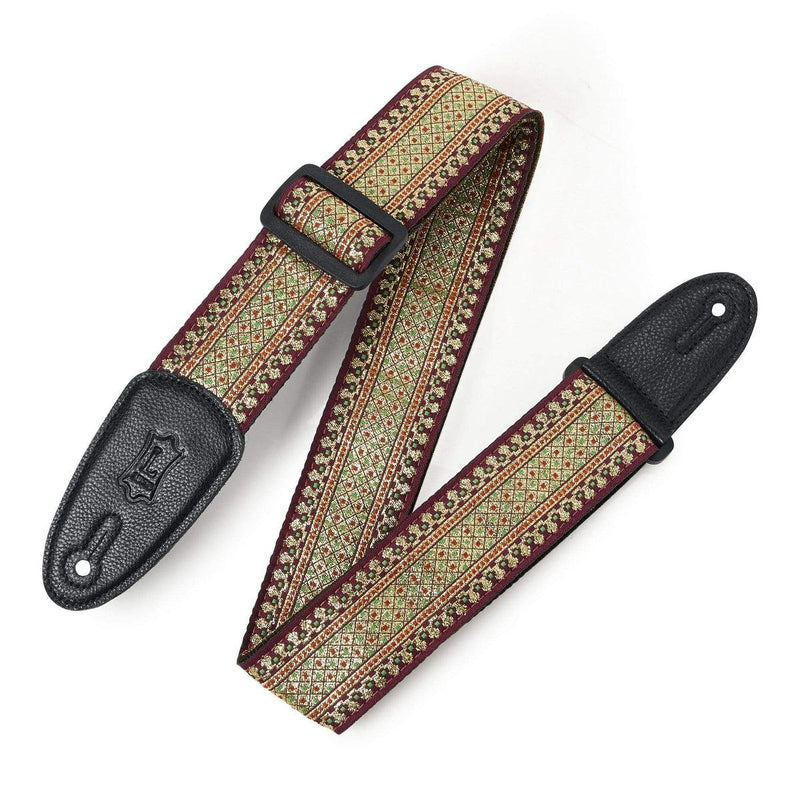 Levy's Polyester Guitar Strap | Burgundy Thai Motif