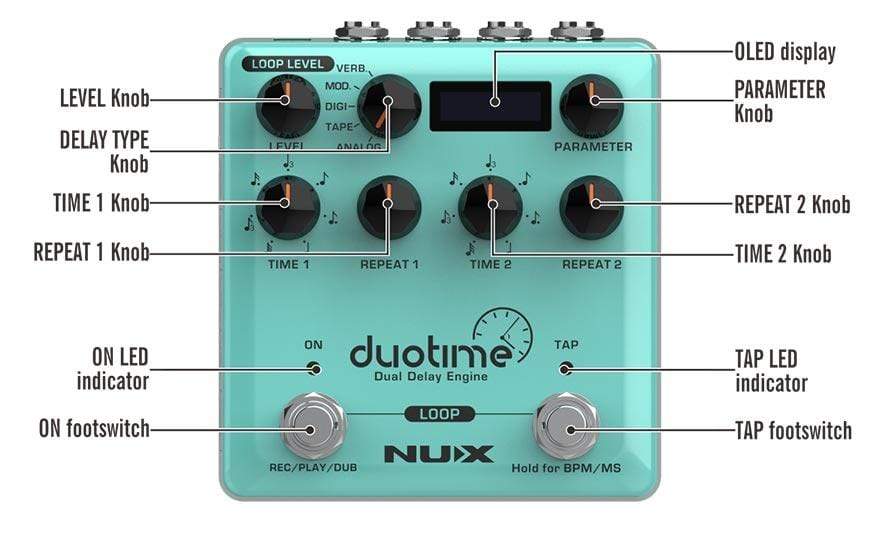 NUX Duotime Dual Delay Engine Stereo Delay